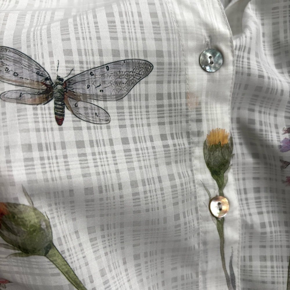 Alfred Dunner Garden Party Floral Watercolor Button Front White Blouse XL NWOT - Picture 9 of 13